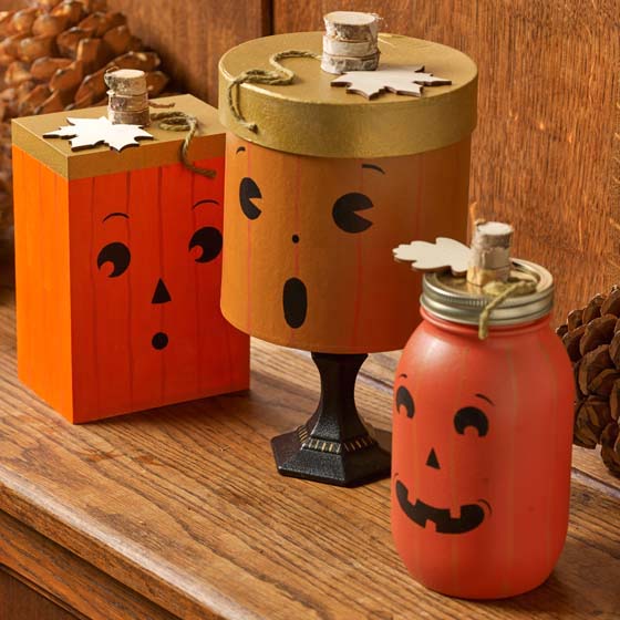 Pumpkin Box and Jar Trio