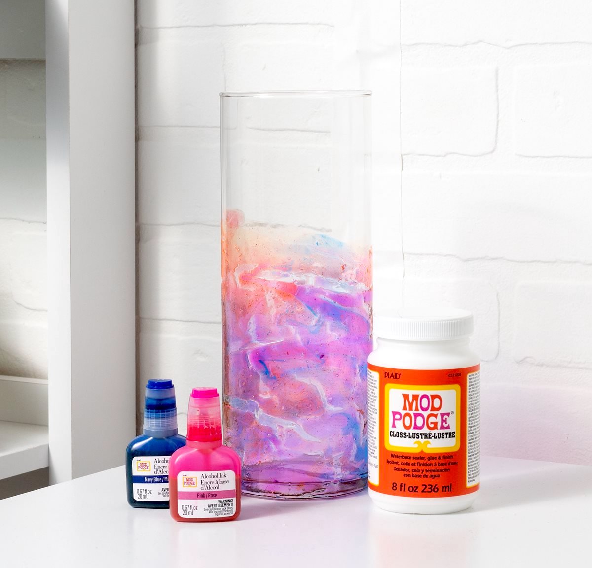 Alcohol Inks and Mod Podge Vase