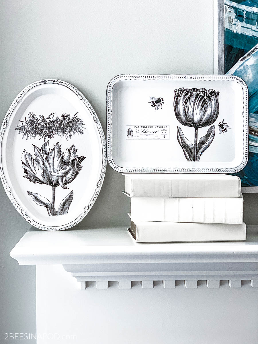 Chalk Painted Trays with French Graphics