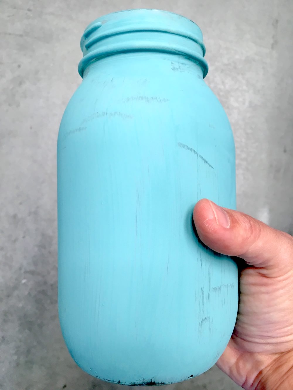 Blue chalk painted mason jar