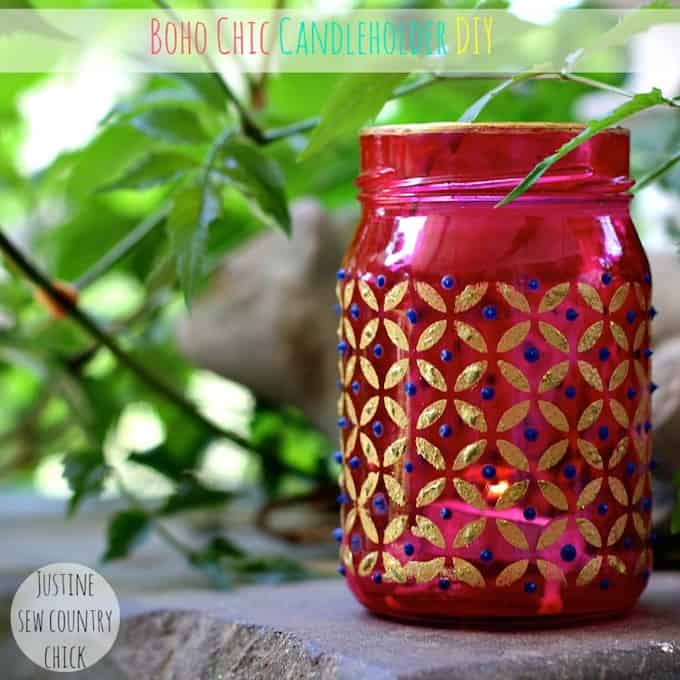 These Mason Jar Candle Holders Are Boho Chic