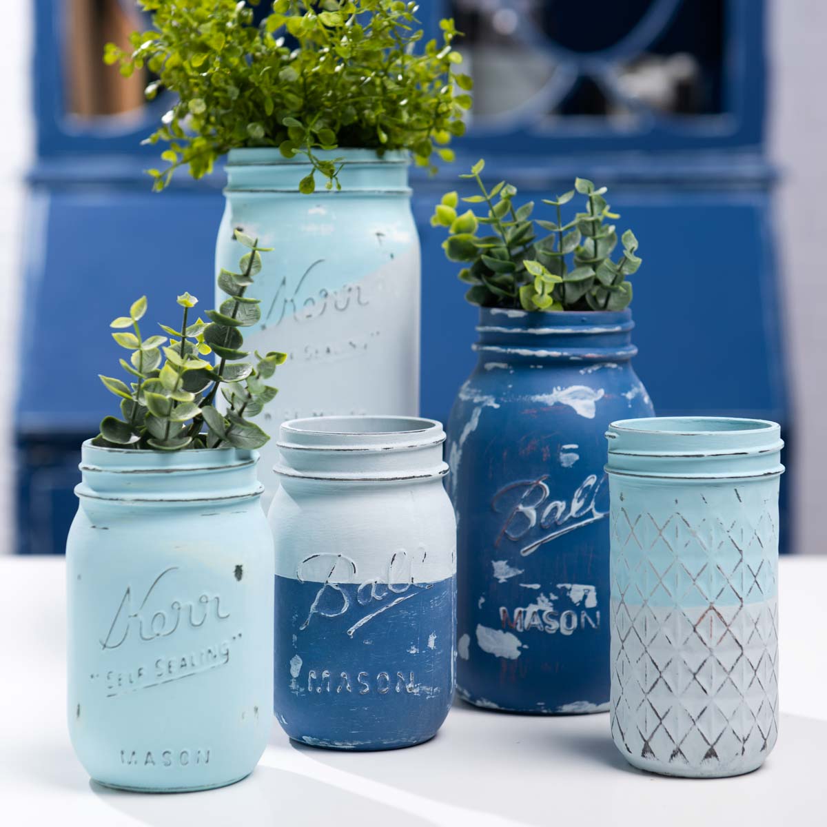 Chalk painted mason jars