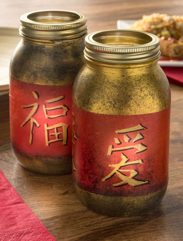 Chinese New Year Lanterns Made with Mason Jars