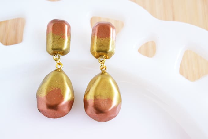 Make dangle earrings with clay