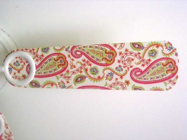 decorate ceiling fan blades with paper or fabric