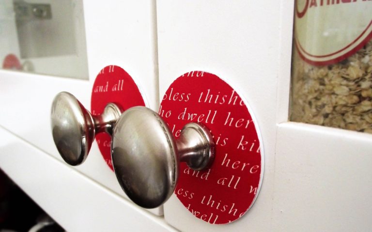 DIY Kitchen Cabinet Hardware with Mod Podge