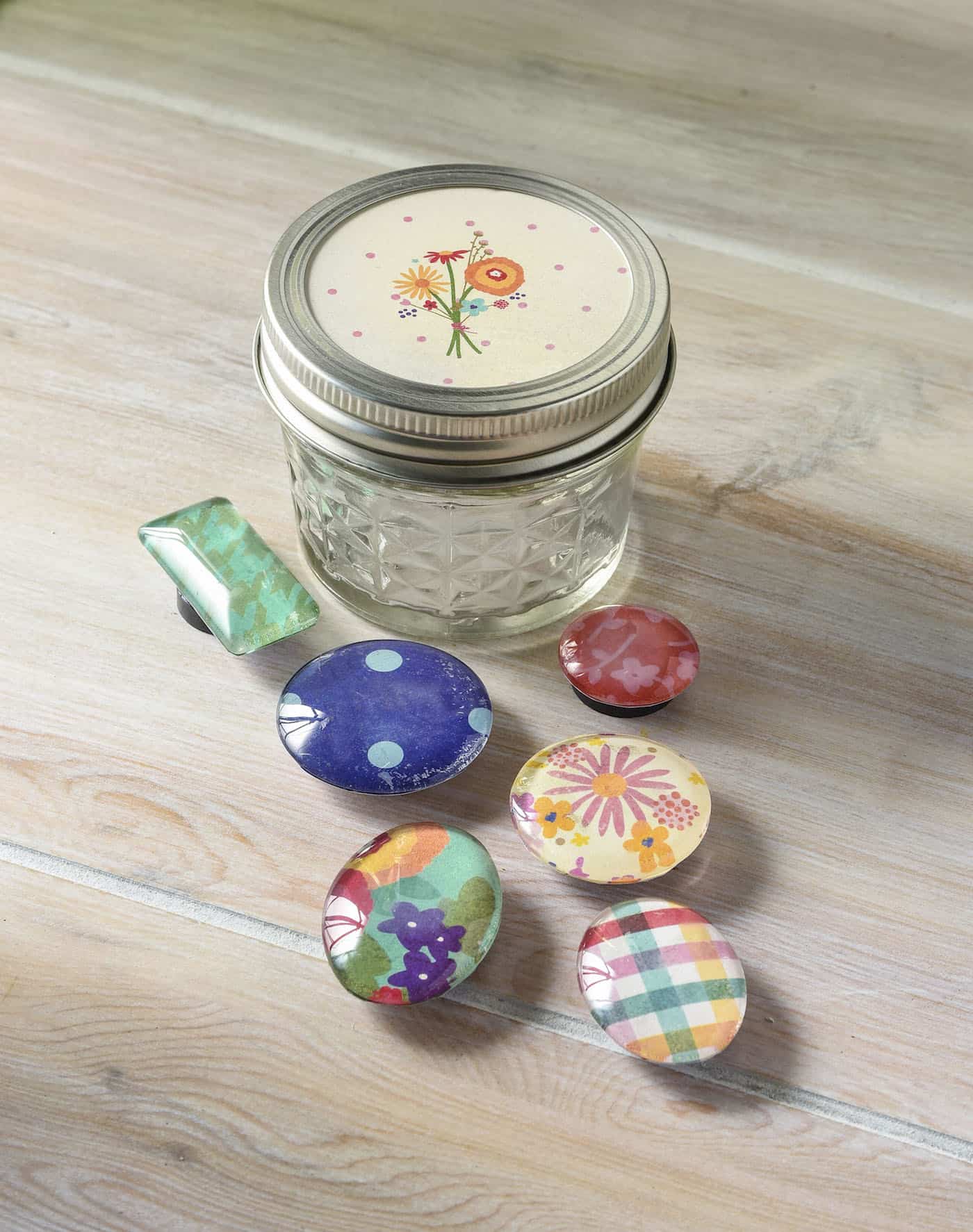 Handmade Fridge Magnets in a Mason Jar