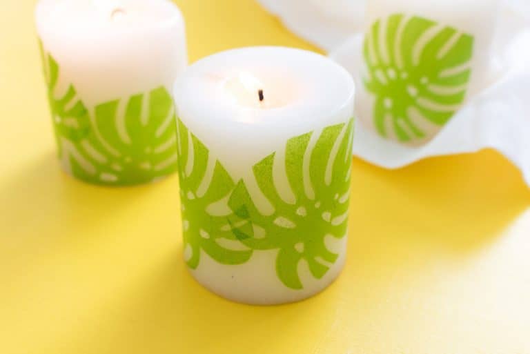 Mod Podge Candles with Tropical Napkins