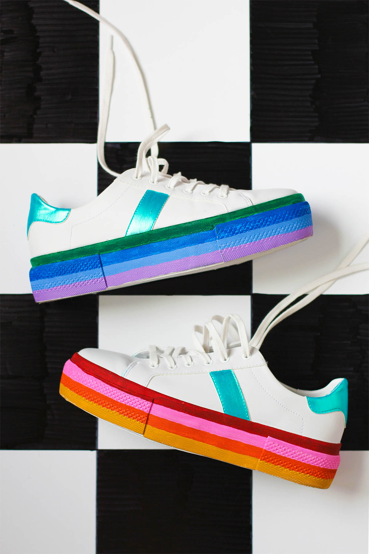 diy platform rainbow sneakers
