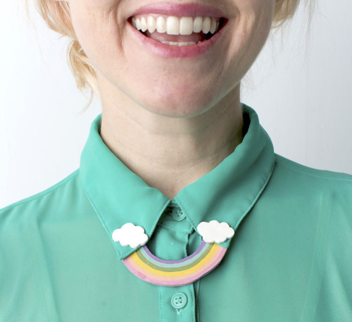 DIY rainbow collar pin