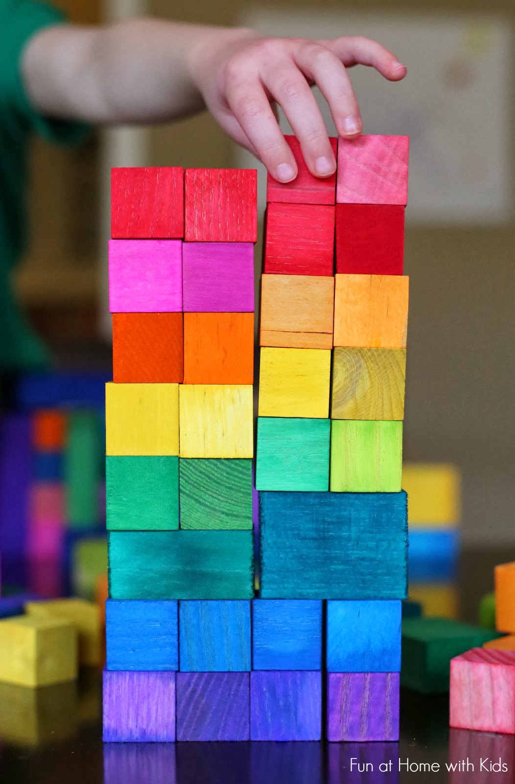 DIY rainbow wood blocks