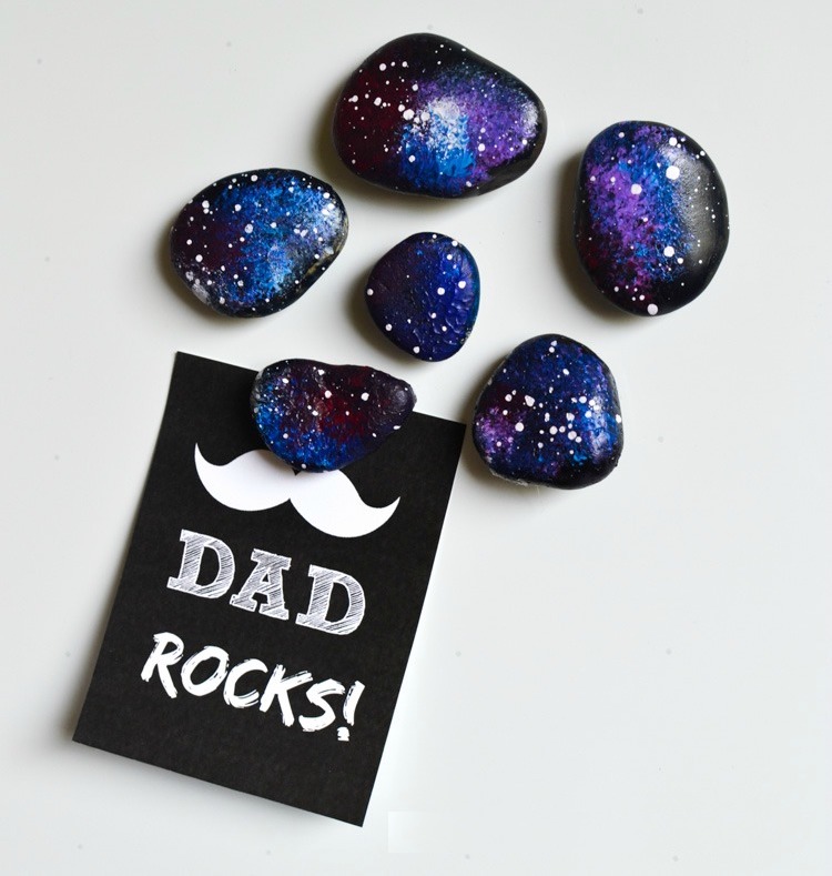 diy space galaxy rock magnets