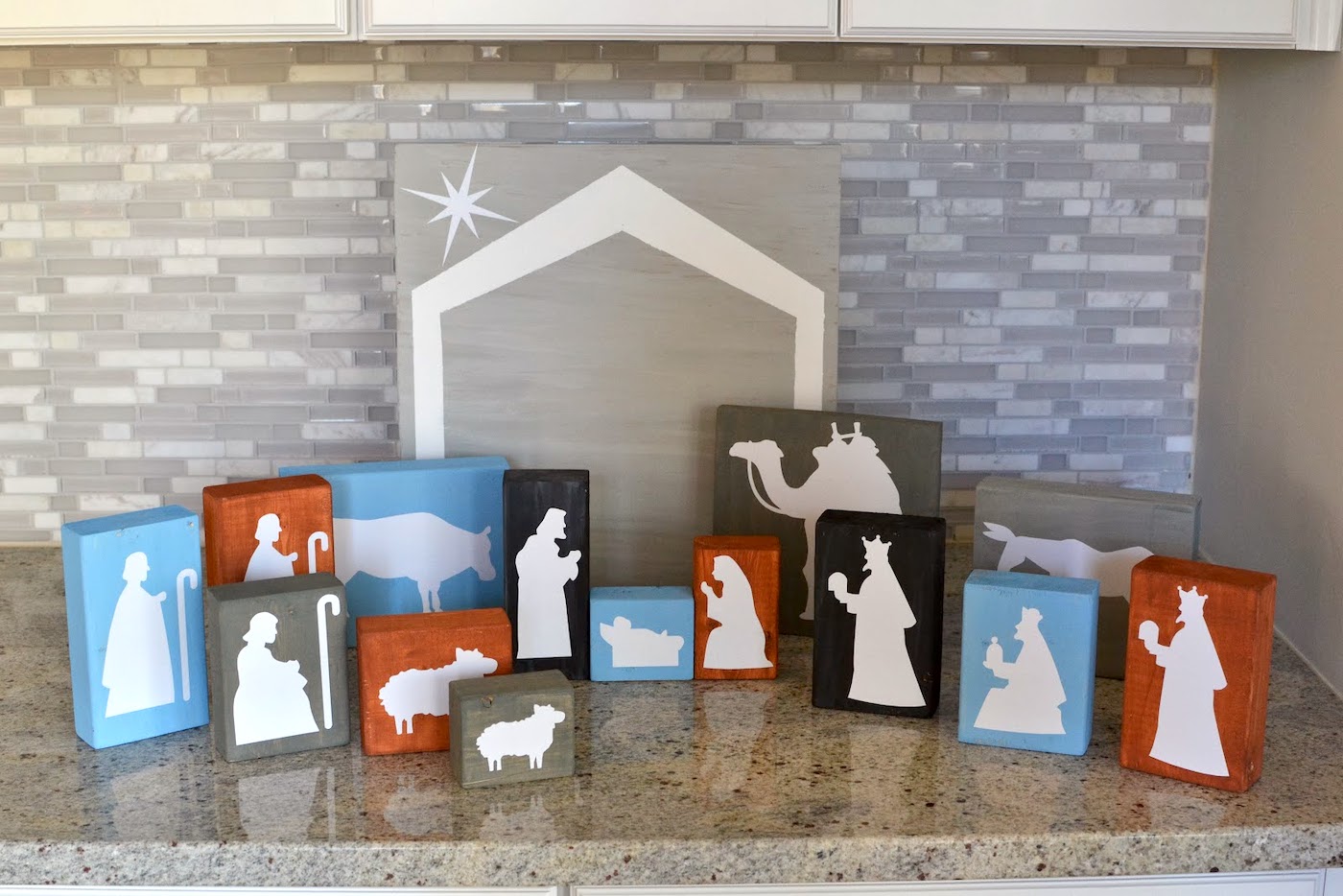 DIY wood block nativity