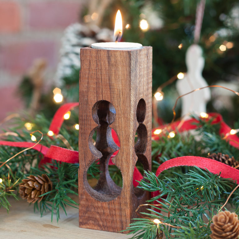 Christmas Cut Out Wooden Candle Holder