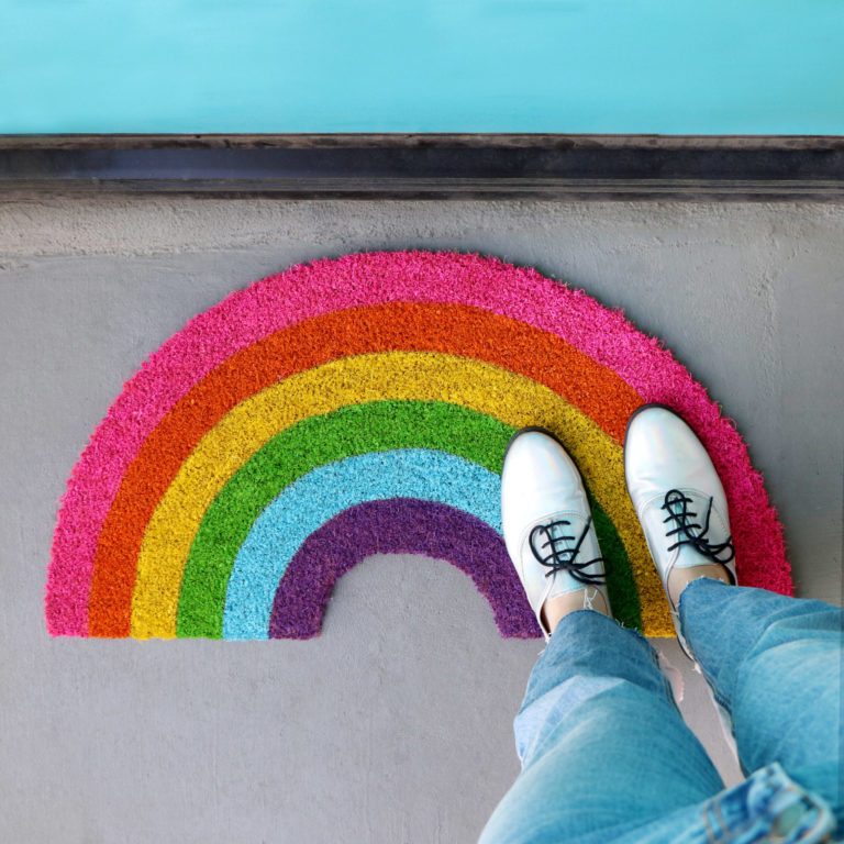diy rainbow doormat