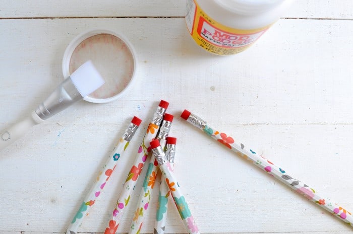 Who doesn't want a set of pretty personalized pencils to start a new school year? These also make great gifts - and are easy to do with Mod Podge.