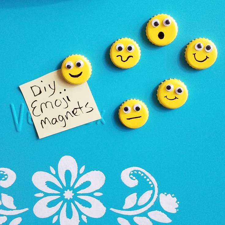 Easy Diy Bottle Cap Emoji Magnets