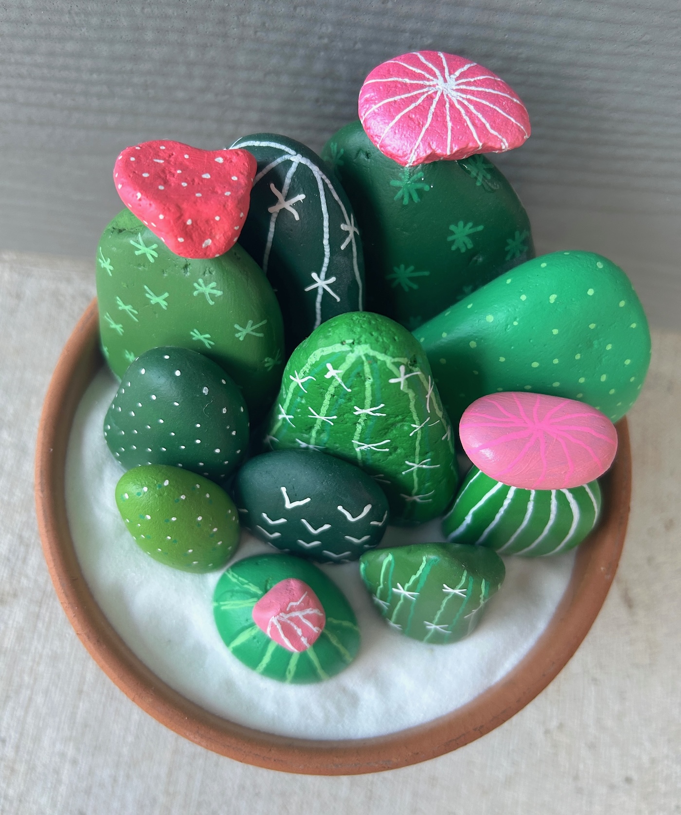 easy cactus rock painting