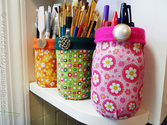 Fabric covered mason jars