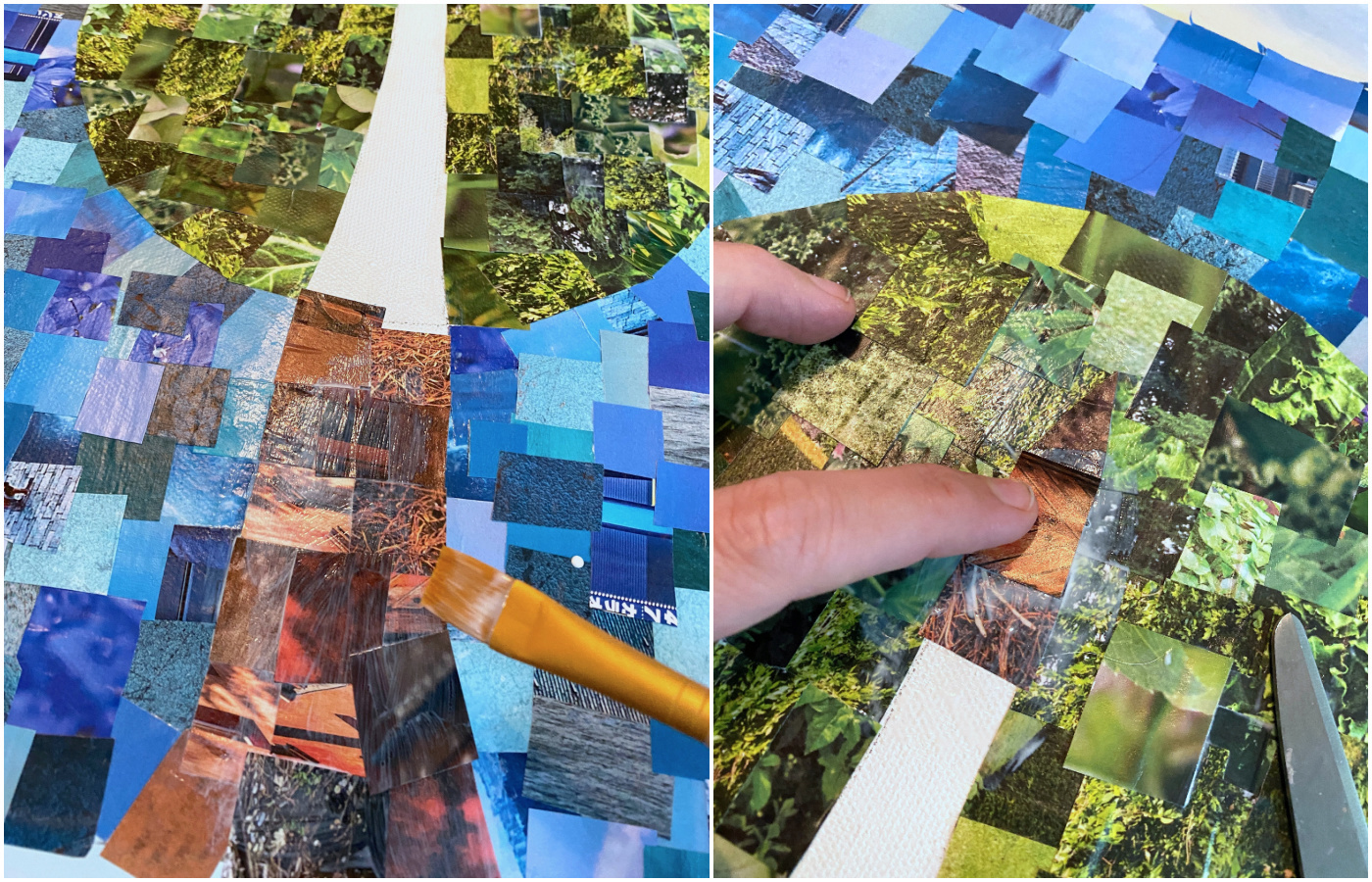 Filling in the trunk with magazine squares