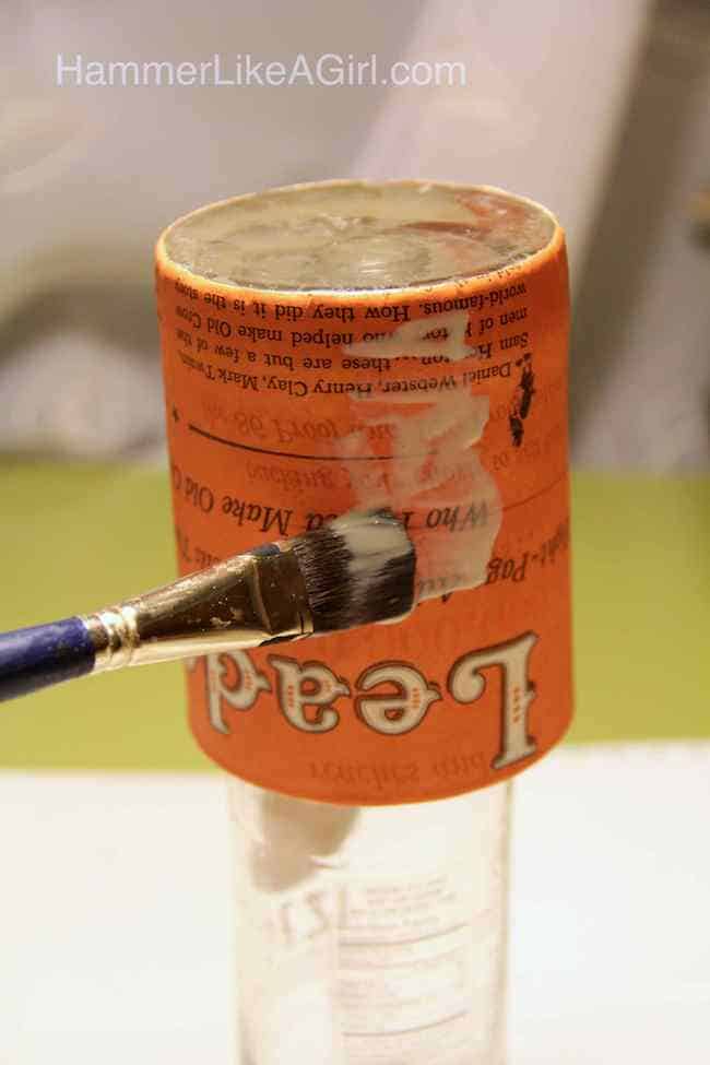 Apply a final coat of Mod Podge to the outside of the pages