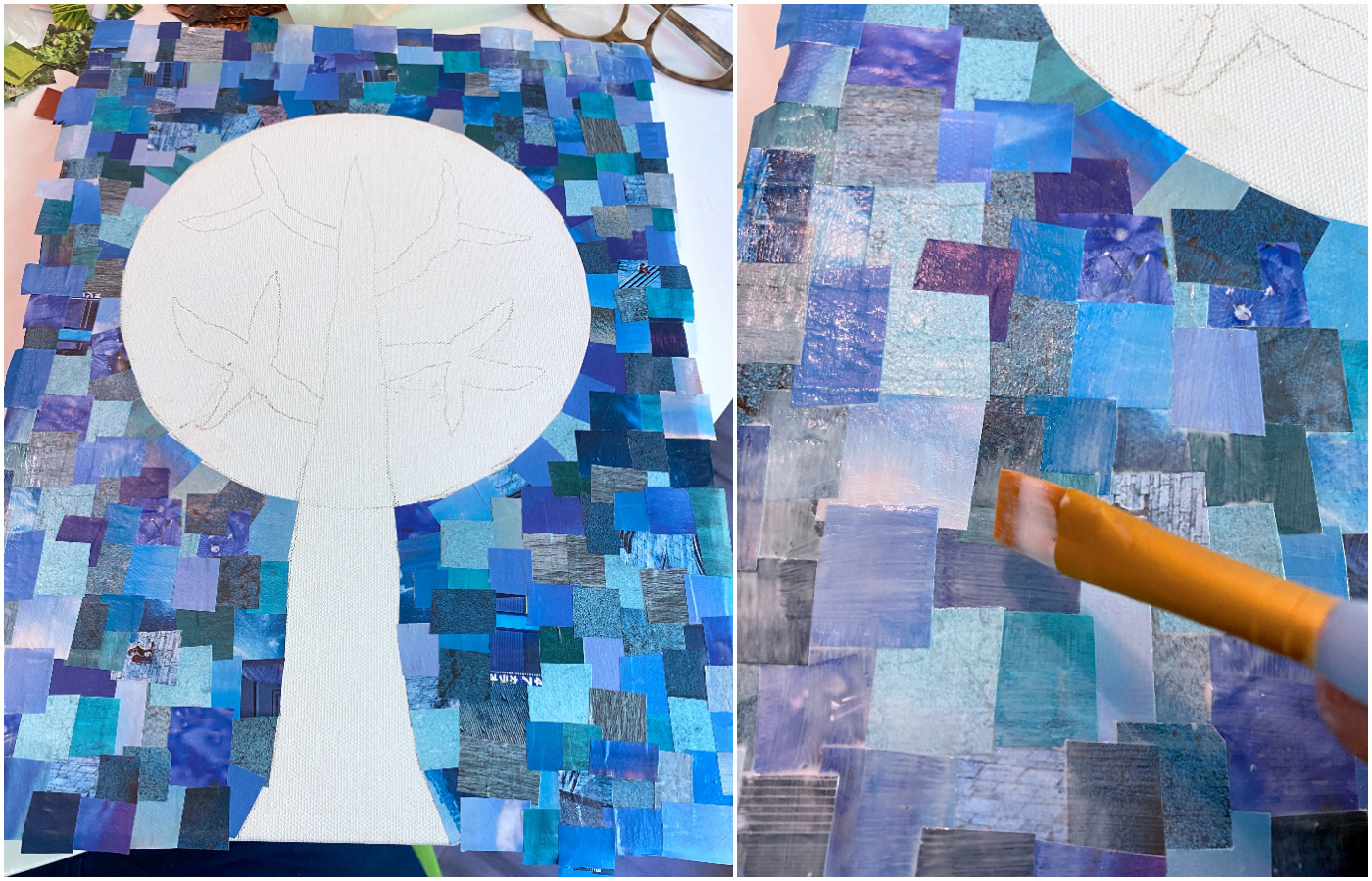 Finish the sky and seal with a layer of Mod Podge