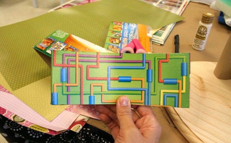 Finished bin made from cereal boxes