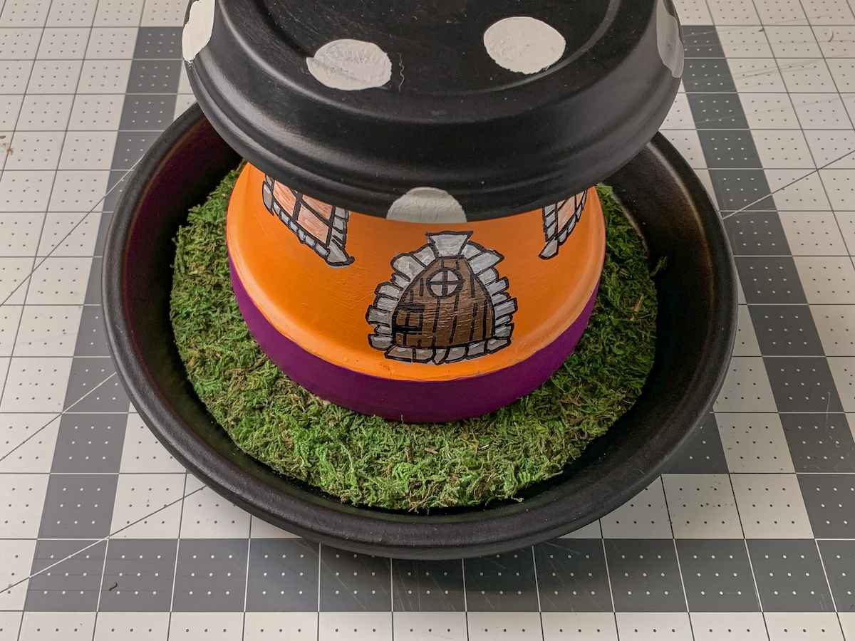 Finished Halloween fairy garden painted pot