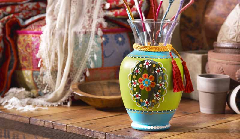 Folkloric Glass Vase