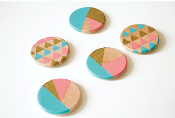 Geometric Painted Fridge Magnets