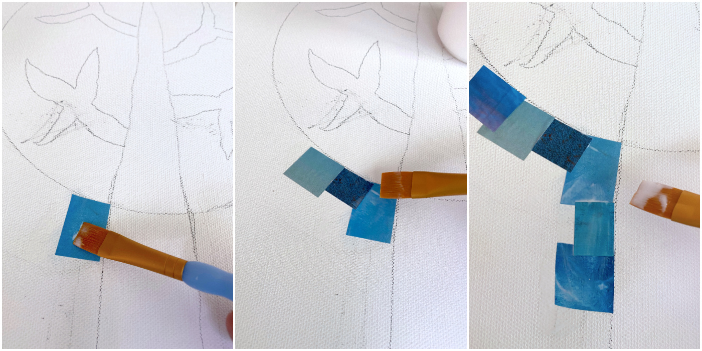 Gluing the sky pieces around the tree shape