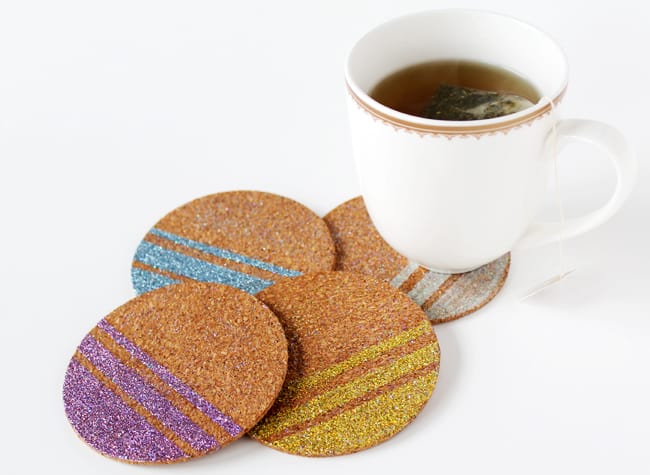 Make these glitter DIY coasters to help your guests or family members keep their drinks straight - no more guessing whose drink is whose.