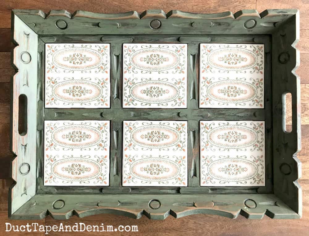 How to Paint an Old Wooden Tray with Tiles