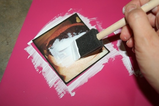 Painting photo transfer medium on top of an Instagram image