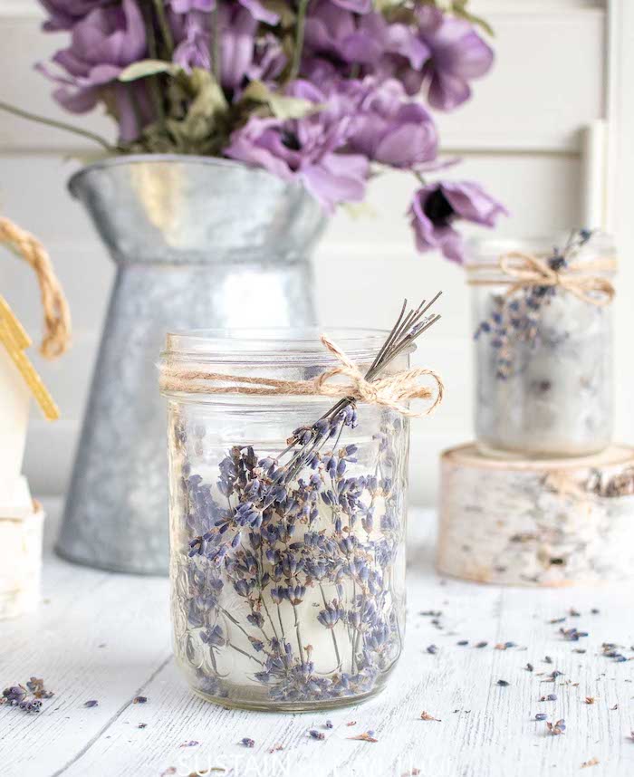 mason jar candles with lavender