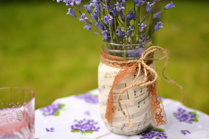 mason jar makeover with sheet music