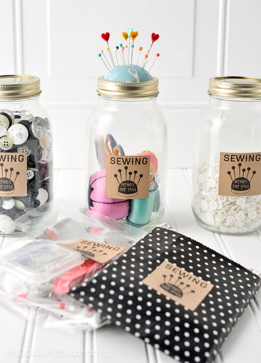 mason jar sewing kit