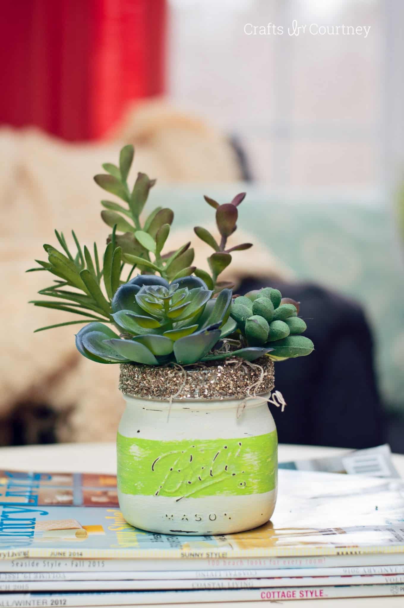 chalk paint on a glass jar