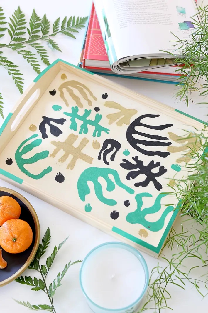 Matisse-Inspired Mixed Foliage Painted Tray