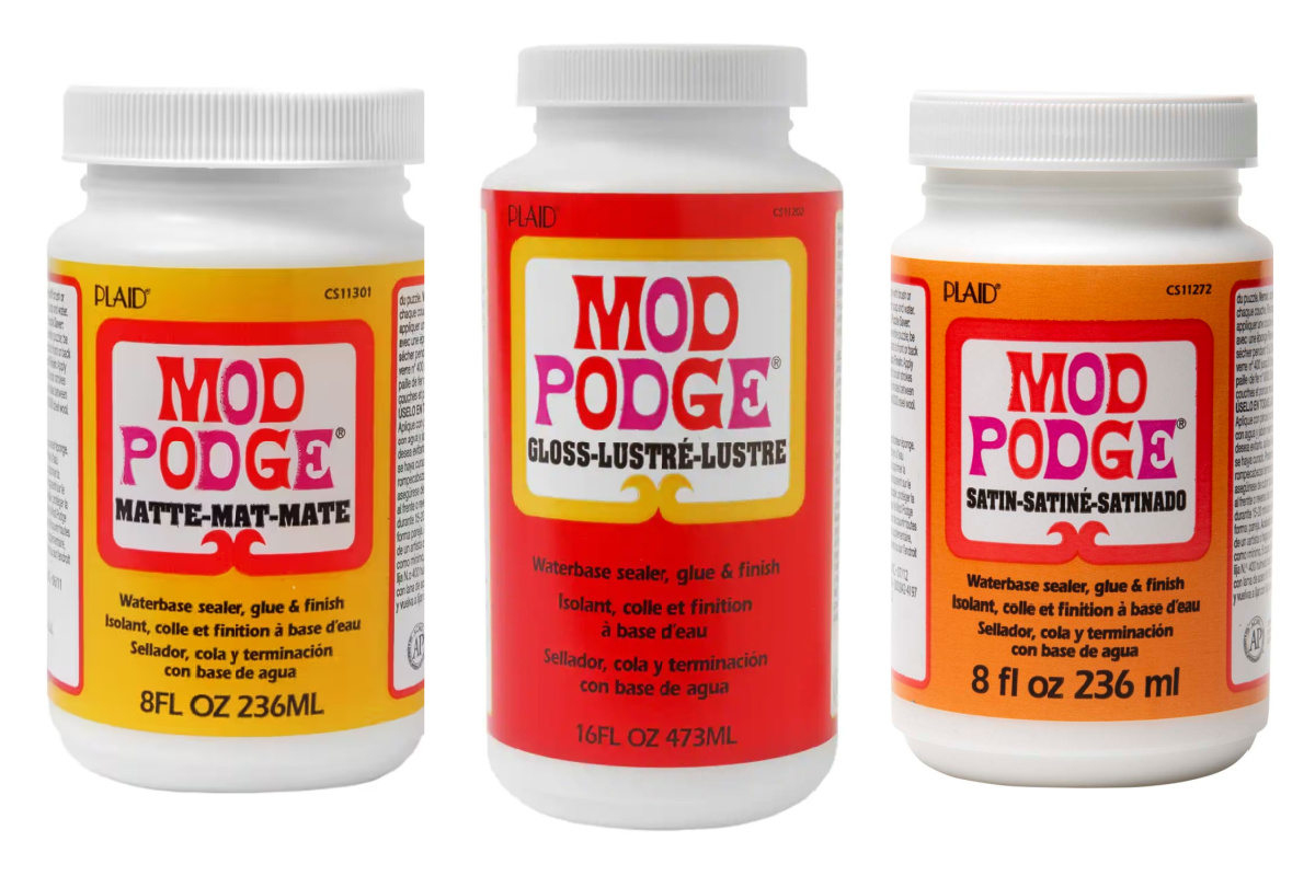 Mod Podge Matte, Gloss, and Satin bottles