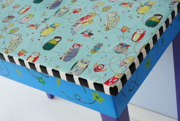 Mod Podge table top with fabric