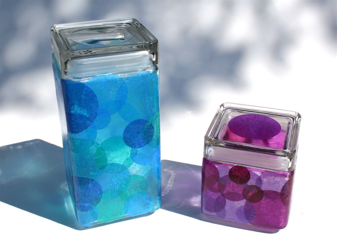 mod podge tissue paper on glass