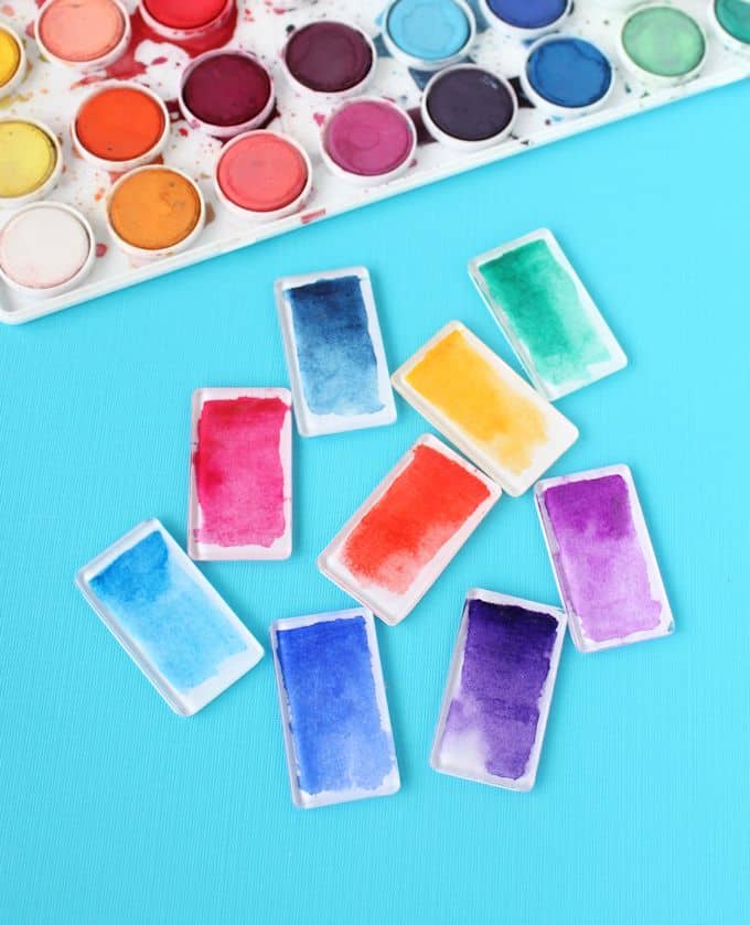 DIY rainbow magnets with watercolors