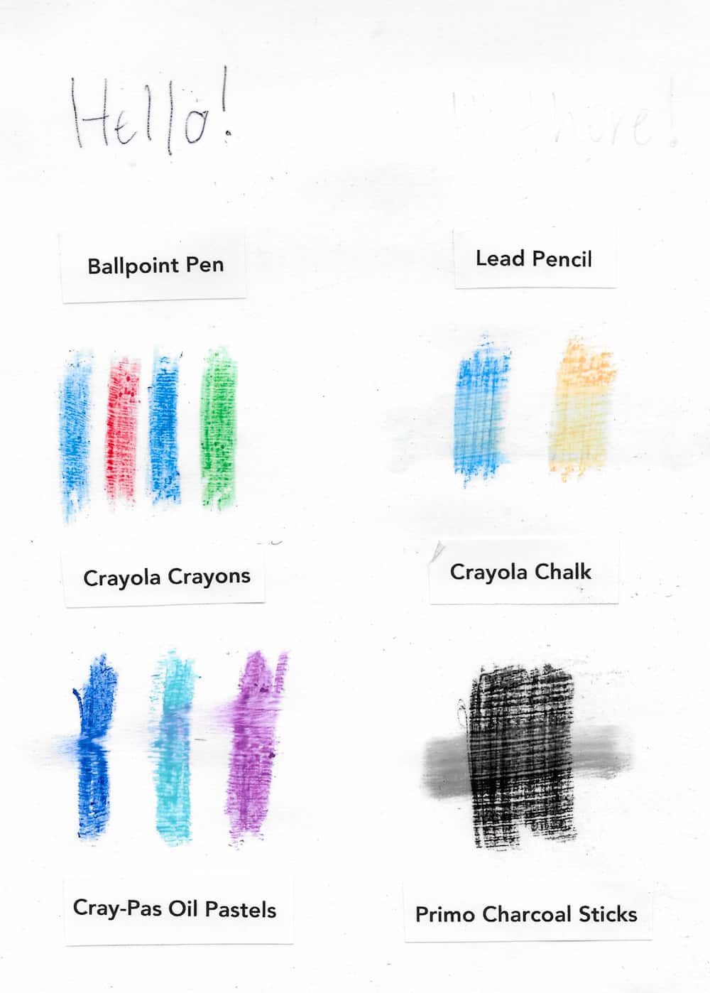 Using Mod Podge over ballpoint pens, lead pencil, crayons, chalk, oil pastels, and charcoal sticks