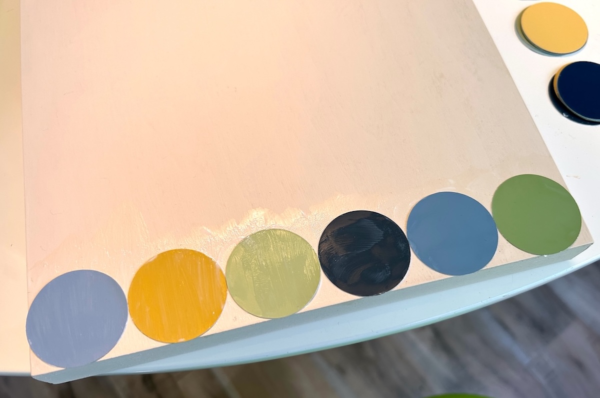 paint chips mod podged to the wood panel