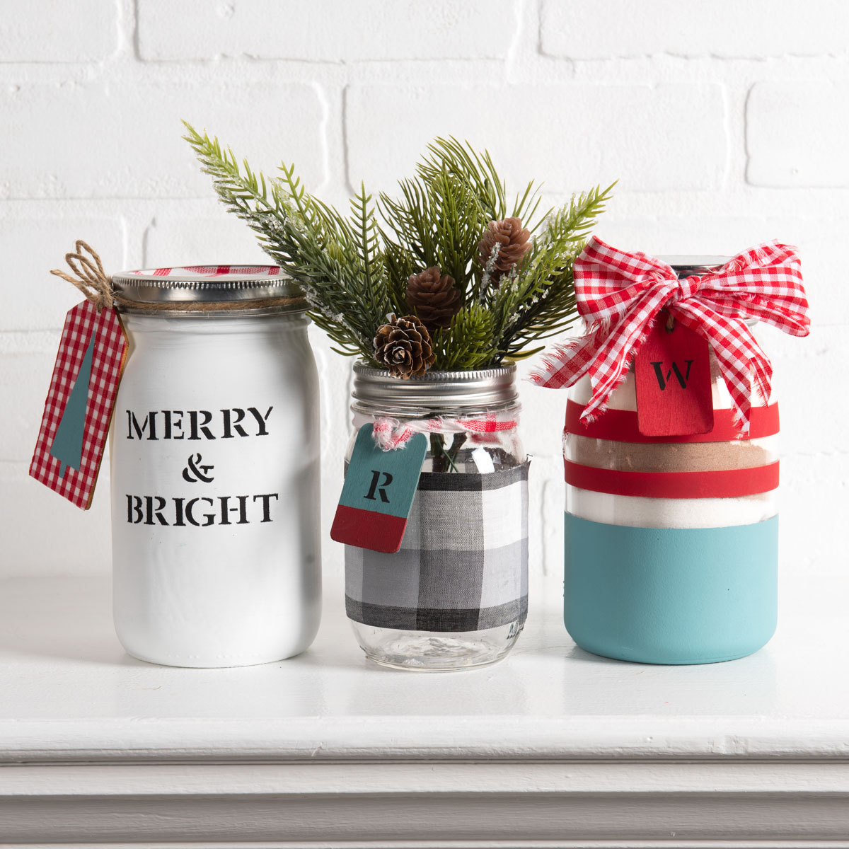 Painted Christmas gift jars