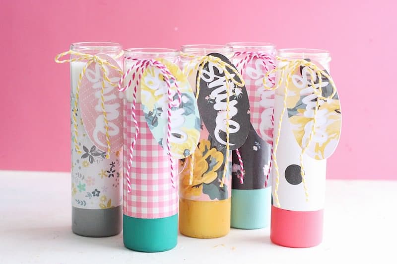 These paper-wrapped and paint-dipped candles use the power of Mod Podge to bring some springy life to some boring, dollar store candles.