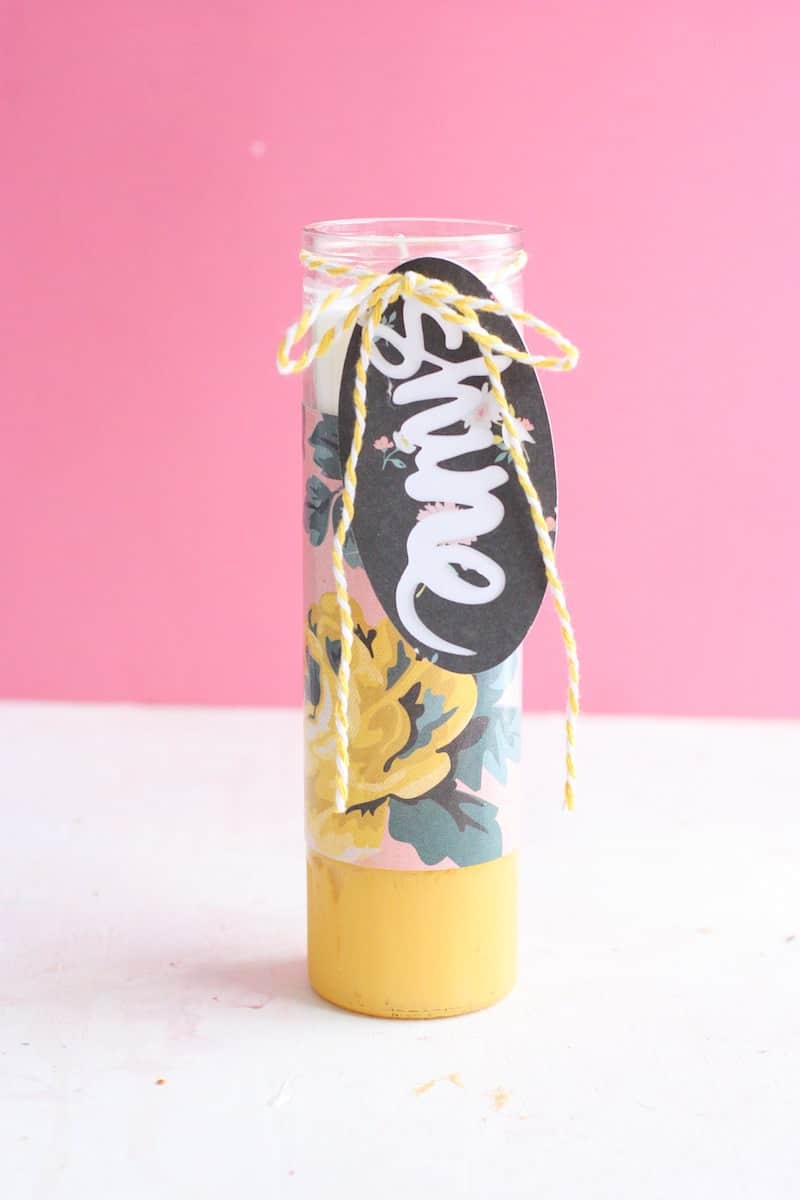 These paper-wrapped and paint-dipped candles use the power of Mod Podge to bring some springy life to some boring, dollar store candles.