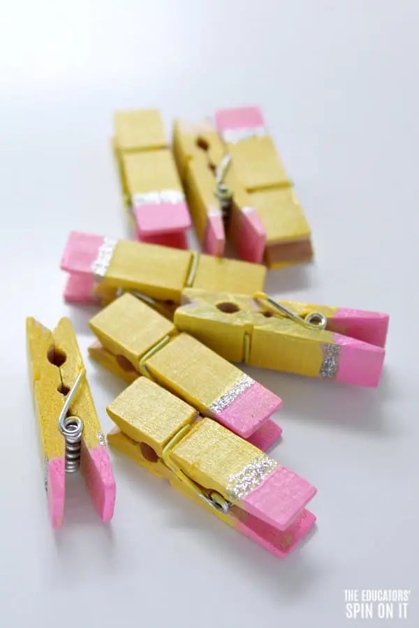 Pencil Themed Clothespins for Back to School
