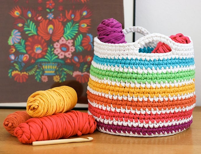 rainbow basket crochet pattern